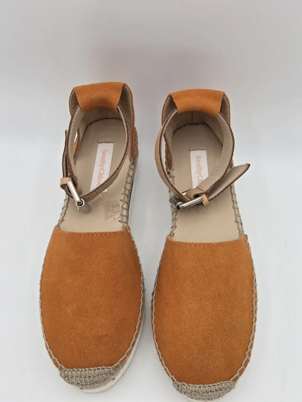 See by Chloé Glyn Suede Espadrille In Burnt Orange Sz 37
